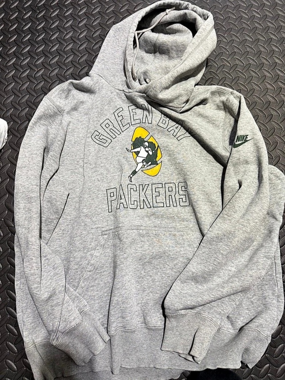 Nike Green Bay Packers Rewind Club Fleece Pullover Hoodie Gray XL